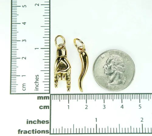 Miniatura 2 de Collar combinado de Mano Cornuto y Cornicello, en cadena de caja de 24 pulgadas, para hombre, cuerno de mano italiano de la suerte, antimal de ojo