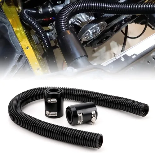 Manguera de radiador de acero inoxidable de 36 pulgadas, adaptador universal flexible de mangueras de agua, kit de manguera de radiador de Negro