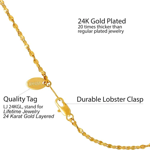 Miniatura 4 de LIFETIME JEWELRY Tobillera de 0.059in trenzado Nugget para mujer pulsera chapada en oro de 24 quilates