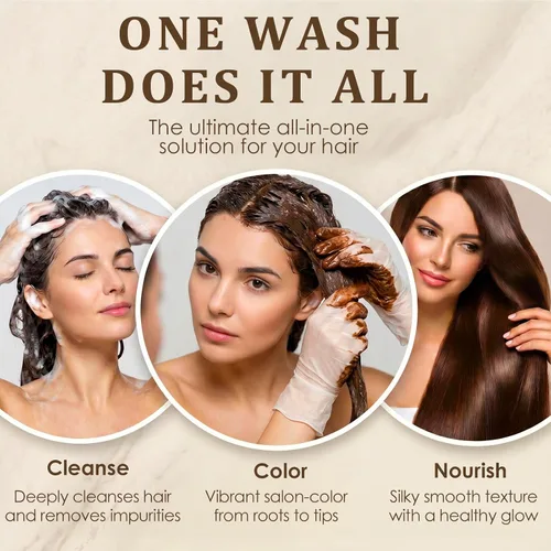 Miniatura 4 de Champú de tinte para el cabello 3 en 1, cobertura de canas durante 3 a 4 semanas, champú para colorear negro para todo tipo de cabello, fórmula