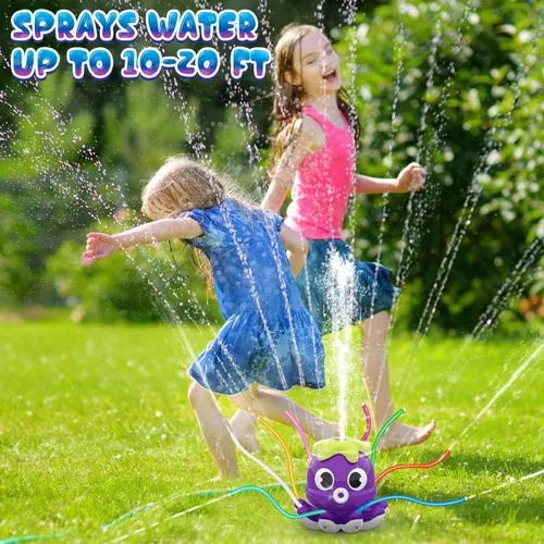 Miniatura 9 de SAMTOP Rociador de agua para exteriores para niños y niños pequeños, juguetes de verano al aire libre con 8 tubos de agitación, se fija a