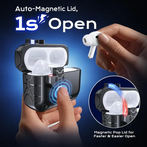Miniatura 2 de Anqrp MagArmor Auto-Open para Funda de AirPods Pro de 2ª/1ª Generación con Imanes Integrados, [Apertura Automática con Una Pulsación]