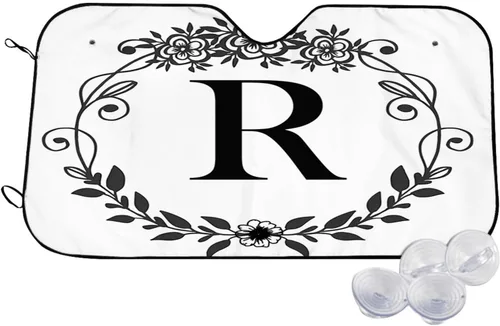 Miniatura 11 de Parasol para parabrisas de automóvil con inicial floral, letra Q, parasol plegable para automóvil, bloquea los rayos UV para automóvil, camión, SUV