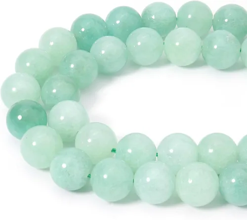60 cuentas de 15⁄64 pulgadas (6 mm) de piedra natural de jade verde birmano con cuentas de piedra preciosa de jade para sanación de energía. Cuentas