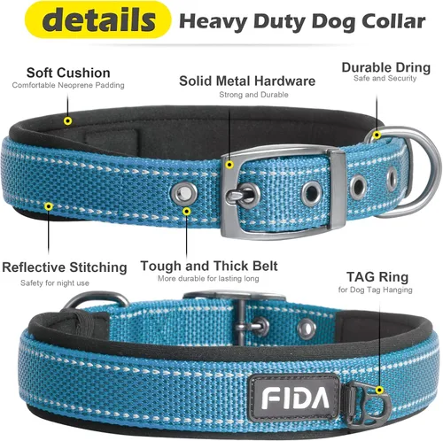 Miniatura 4 de Fida Juego de collar de perro de 14.5 a 19 pulgadas con correa de perro de 4 pies, juego de correa y collar resistentes para perros medianos