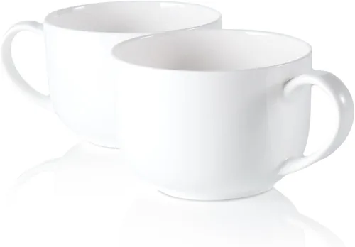 Juego de tazas grandes de sopa con asas, 2,25 onzas, tazas de café de porcelana fina, aptas para microondas y cuencos de avena para café, té,