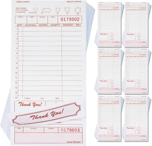 Miniatura 17 de [8000] Gorilla Supply Libro de Cheques para Huéspedes 3.4" x 5.04" Blocs de Notas de Servidor Libreta de Pedidos para Mesero y Mesera, Cheques