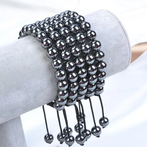Miniatura 2 de Massive Beads - Pulsera de cuentas de cristales de macramé con poder curativo natural, unisex, ajustable, 516 pulgadas (8 mm)