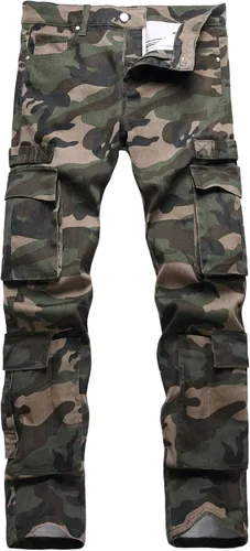 Miniatura 180 de Baylvn - Pantalones de mezclilla entallados y estampados para hombre con corte recto