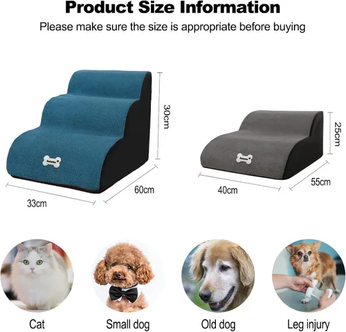 Miniatura 6 de Escaleras para mascotas, lavable y con cremallera, rampa extraíble para mascotas, escaleras de esponja de alta densidad para perros