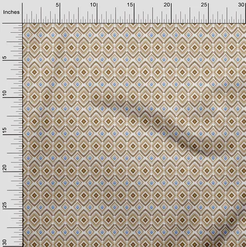 Miniatura 3 de oneOone Cotton Flex Beige Fabric Ikat Sewing Material Print Fabric By The Yard 40 Inch Wide