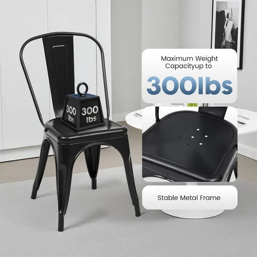 Miniatura 6 de DUMOS Juego de 4 taburetes de bar de altura de mostrador, sillas de comedor apilables de metal de 18 pulgadas, taburetes de bar modernos para isla