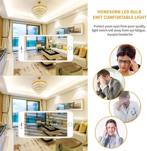 Miniatura 6 de Honesorn Bombillas de baño con base E26, equivalente a 60 vatios, luz diurna de 5000 K, bombillas LED de tocador para baño, bombillas redondas G25