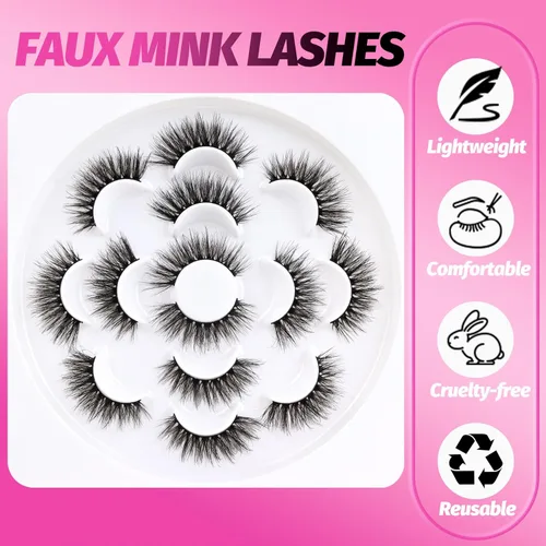 Miniatura 3 de Veleasha Pestañas 5D de Visón Sintético Pestañas Postizas Hechas a Mano Pestañas Cat Eye Pestañas Finas y Esponjosas Pestañas Postizas Ligeras