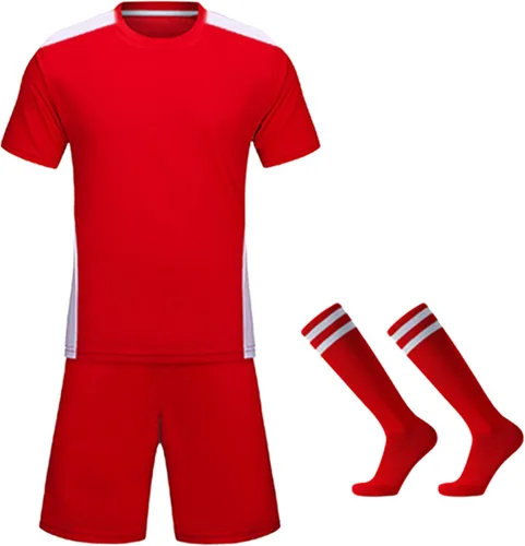 M2C Camiseta y pantalones cortos de fútbol sólido para hombre con calcetines para entrenamiento de equipo deportivo
