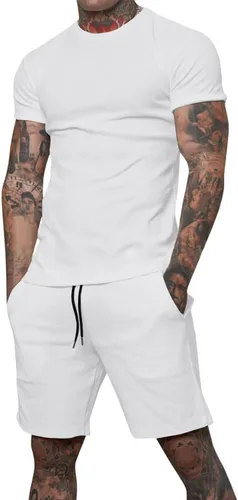 Miniatura 13 de Uni Clau Conjunto corto de 2 piezas para hombre, conjunto de camisa y pantalones cortos de verano a la moda
