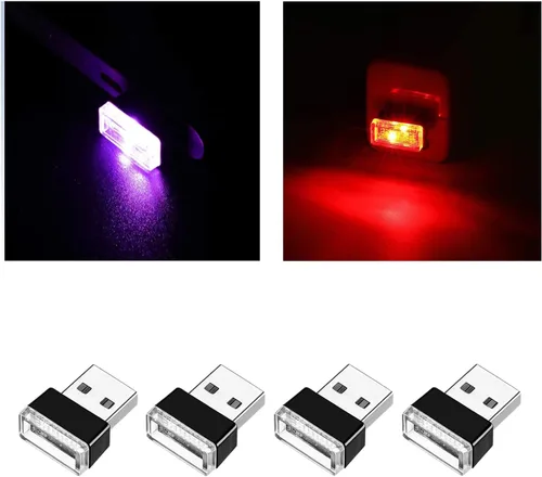 Miniatura 21 de Ziciner 6 PCS Lámpara de Ambiente Interior de Coche LED USB, Mini Luz Nocturna LED Portátil, Kit de Iluminación Ambiental de Maletero con Interfaz