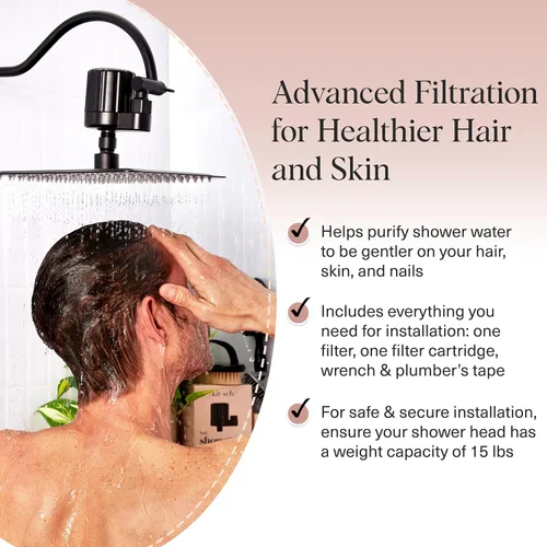Miniatura 3 de Kitsch Filtro de cabezal de ducha para agua dura, filtro de ducha con KDF-55 y sulfito de calcio, ayuda a reducir el cloro y las impurezas