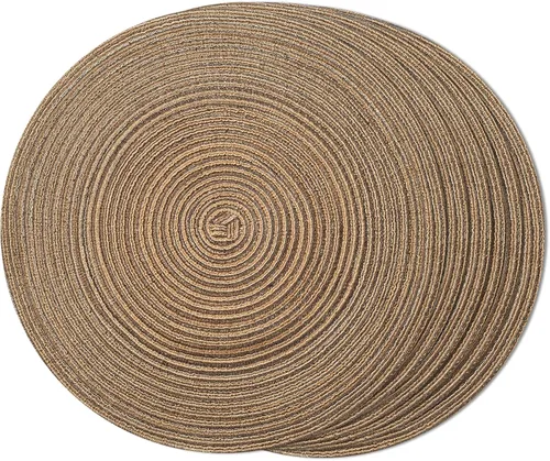 Miniatura 45 de FunWheat Juego de 4 manteles individuales redondos trenzados para mesas de comedor, manteles tejidos resistentes al calor, 15 pulgadas
