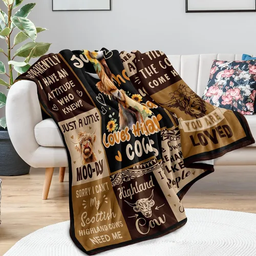 Miniatura 6 de Manta de Vaca Highland, Regalos de Vaca Highland para Mujeres, Regalos de Vaca para Mujeres para Cumpleaños/Navidad Manta Suave de Tiro 40"x50