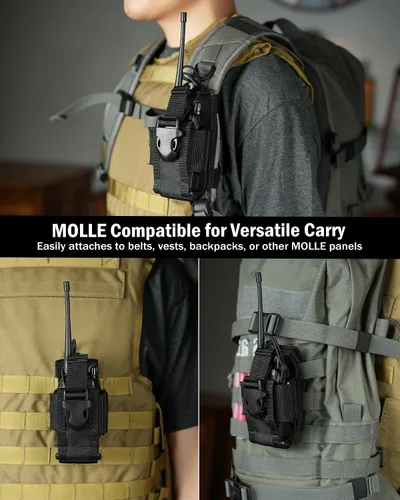 Miniatura 3 de VIPERADE MOLLE Funda de Radio - Funda Universal para Walkie Talkie para Cinturón de Servicio y Chaleco, Soporte de Radio Táctico para Baofeng