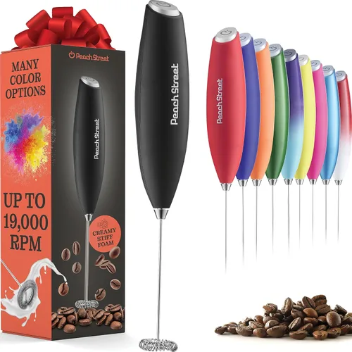 Potente espumador de leche de mano, mini espumador de leche, funciona con pilas (no incluida), mezclador de bebidas de acero inoxidable para café,