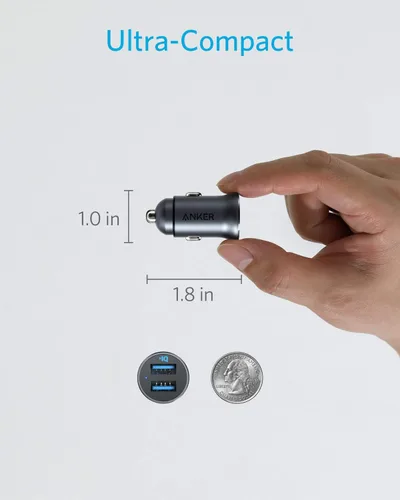 Miniatura 9 de Anker Cargador de coche 320 (24W II), mini aleación de aluminio dual USB con LED azul para iPhone 16 15 14 13 12 Series, iPad Pro/Air 2/Mini, Galaxy