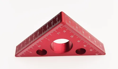 Miniatura 5 de Regla triangular para carpintería de aleación de aluminio Herramientas de medición métricas de 45 grados, cuadrados de carpintería, herramientas