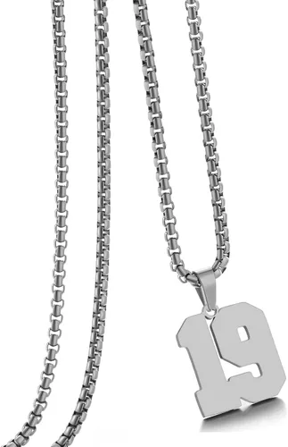 Miniatura 57 de Collar de Número Dorado para Hombre, Cadena de Acero Inoxidable con Colgante de Número para Atletas, Joyería Deportiva Personalizada para Niños