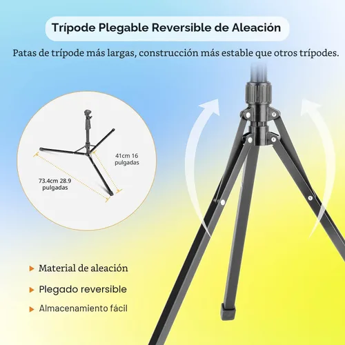 Miniatura 4 de Aureday - Anillo de luz para selfie de 14 pulgadas con soporte para trípode de 62 pulgadas y soporte para teléfono, anillo de luz LED regulable
