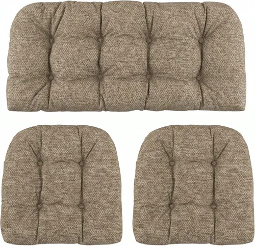 Miniatura 21 de RSH DECOR: Sunbrella - Juego de 3 cojines de mimbre copetudos 41 x 19 pulgadas y 19 x 19 pulgadas Fabricado con tela de rendimiento Sunbrella