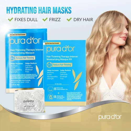 Miniatura 4 de PURA D'OR Mascarilla de biotina hidratante intensa para terapia de adelgazamiento del cabello, 1.2 onzas, paquete de 8 (9.6 onzas), tratamiento