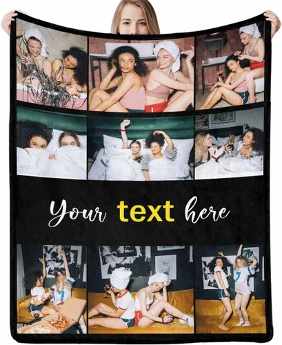 Miniatura 30 de D-Story Manta personalizada con fotos, manta de fotos personalizada con cualquier texto, manta de forro polar personalizada para cama, sofá