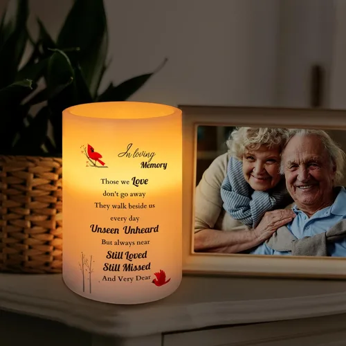Miniatura 2 de Regalos conmemorativos, vela cardenal sin llama, luz LED de cera real con temporizador, regalo de condolencia por la pérdida de un ser querido, Los