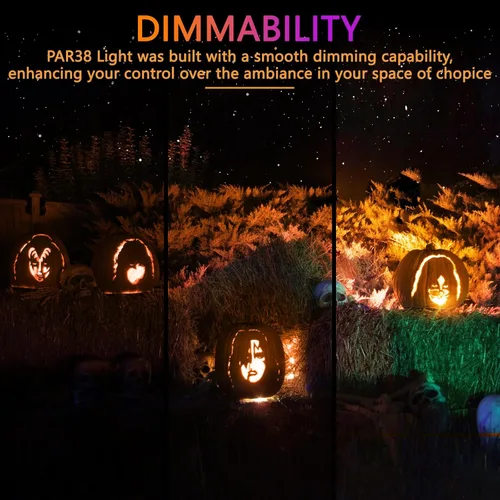 Miniatura 4 de Gonhom PAR38 - Luces de inundación para exteriores, bombillas LED regulables, 20 W (equivalente a 200 W), base E26, porche al aire libre, Naranja