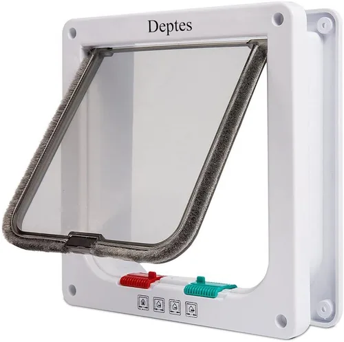 Miniatura 6 de Depets Puerta grande para gatos (tamaño exterior 9.9 x 9.2 pulgadas), puerta de solapa para gatos con bloqueo de 4 vías para puertas interiores