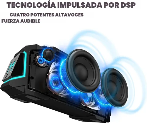 Miniatura 3 de Bocina Bluetooth, Musibaby M1 - Bocinas Bluetooth portátiles: sonido estéreo fuerte con subwoofer, graves profundos, impermeable IPX6, bocina Negro