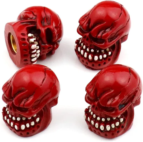 Miniatura 5 de Tapones de válvula de neumáticos para automóviles, a prueba de polvo, linda cabeza de calavera, ajuste universal para la mayoría de automóviles