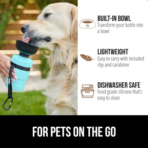 Miniatura 4 de GORILLA GRIP Botella de agua para perros, dispensador portátil de tazón de agua para perros, 20 oz botellas exprimibles de viaje para mascotas a