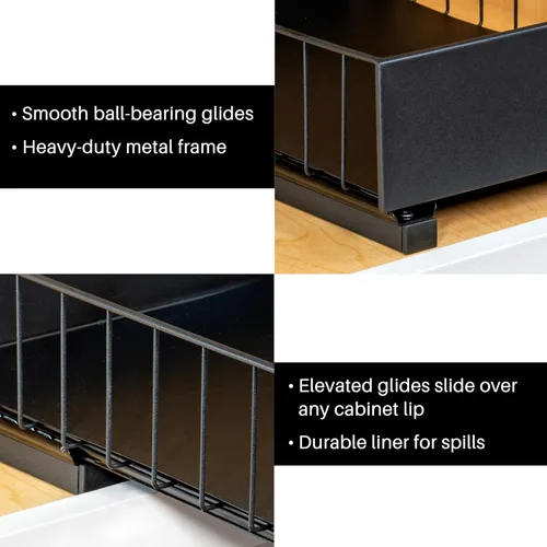 Miniatura 5 de LYNK PROFESSIONAL® Organizador de Gabinete Extraíble, 25.4 cm x 35.6 cm Organizador de Cajones Deslizantes de Nivel Único para Gabinetes de Cocina