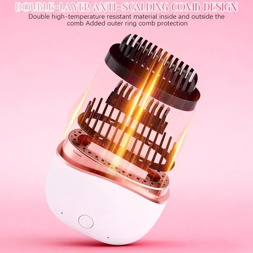 Miniatura 7 de Mini alisadora, nuevo peine alisador de pelo portátil inalámbrico recargable, control de temperatura de 3 velocidades, calentamiento rápido