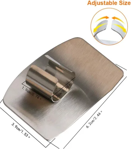 Miniatura 5 de N / D Protector de dedos de acero inoxidable, paquete de 3, protector de dedos resistente a cortes para cortar y cortar verduras