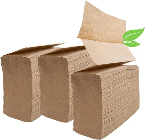 Toallas de papel marrón sin blanquear con plegado en Z – 1000 unidades | Toallas de papel comerciales multipliegues para dispensador | Toallas de