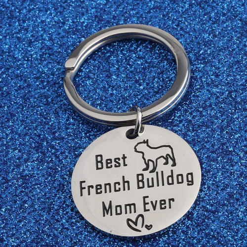 Miniatura 3 de BEKECH Regalos de Bulldog Francés Best French Bulldog Mom Ever Llavero Frenchie para los amantes de los perros
