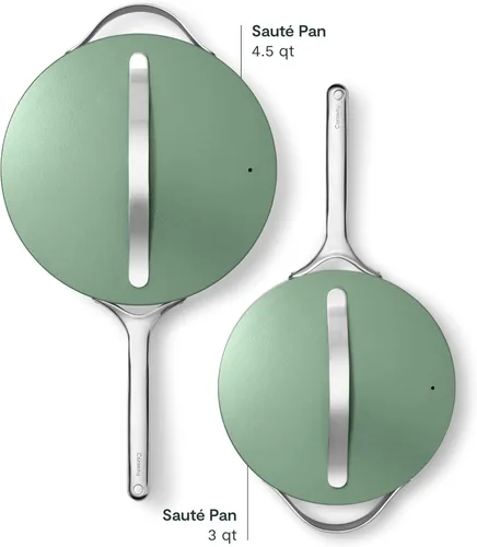Miniatura 2 de Caraway Sartén Salteadora antiadherente de cerámica con tapa (4.5 cuartos, 11.8 pulgadas), no tóxico, sin PTFE ni PFOA, apto para horno y compatible