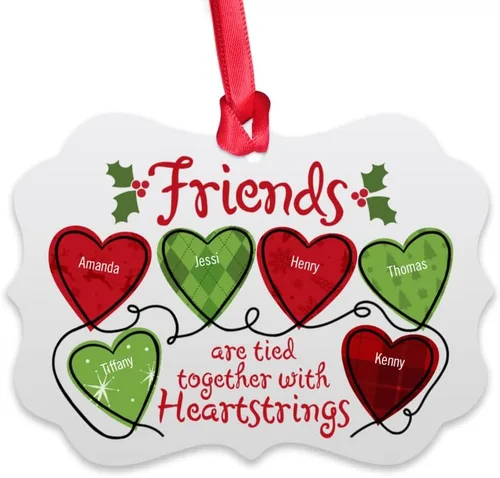 Miniatura 9 de Gossby Adorno de Navidad personalizado con texto en inglés «Friends», regalo de Navidad personalizado para mujeres con nombres, adorno de mejor