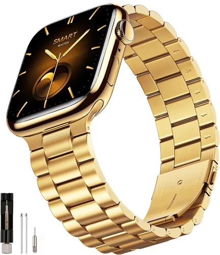 Miniatura 10 de SUNFWR Compatible con Apple Watch Band 40mm 41mm 38mm 42mm (Series 10 11) para Mujeres y Hombres, Correa de Acero Inoxidable para iWatch para Apple