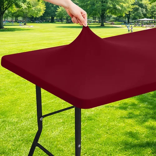 Miniatura 24 de Moosfor Mantel rectangular de elastano de 4 pies, manteles elásticos ajustables para pícnic, funda elástica y lavable para mesa de patio para Azul