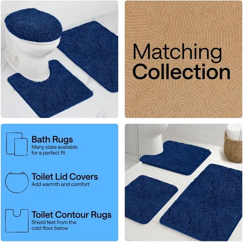 Miniatura 250 de Gorilla Grip - Tapete de baño de felpilla gruesa, suave y absorbente, secado rápido, de microfibra, con reverso de caucho, para piso de ducha, Nube