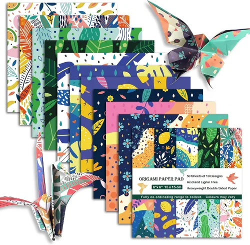 Miniatura 18 de Kit de papel para Origami, doble cara, 100 hojas, 20 colores, 6 pulgadas, cuadrado japonés Chiyo, fácil de doblar, para manualidades, bricolaje